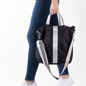 HAUTE SHORE NEW Logan Nylon Puffer Uptown Tote Black Crossbody Bag Sporty Chic